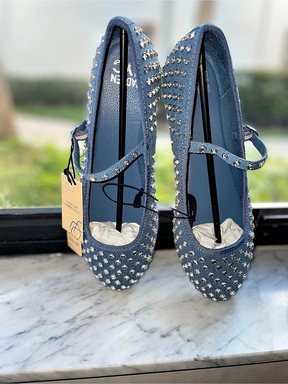 Steve Madden Madden NYC Studded Pointed-Toe Flats in Blue NWT